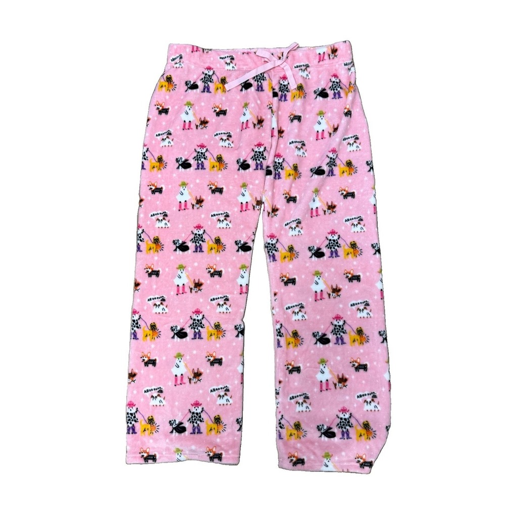 NWT Berkshire Halloween Ghosts & Costume Dogs Lounge Pants XL Fleece Pink Dog